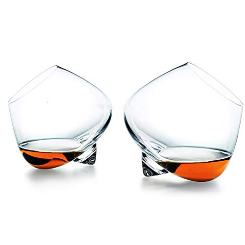 DEXUAN Lote de 2 Piezas Dinamarca Normann Copenhagen Rotate Top Belly Cigar Whisky Glass Liquor XO Cognac Brandy Snifter Whisky Rock Tumbler, 2 Piezas de Vidrio, 250 ml