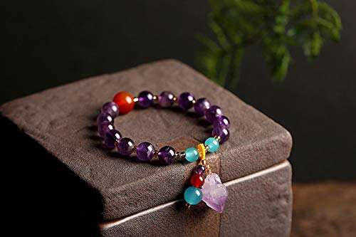 Deykhang Pulsera de Piedras Preciosas Naturales ágata Colgante de Piedra Mineral de Feng Shui Talisman elástico Chakra Gems Piedras de Cristal de Cuarzo curación Carrera académica Luck Mujer Hombre