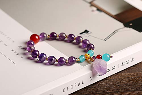 Deykhang Pulsera de Piedras Preciosas Naturales ágata Colgante de Piedra Mineral de Feng Shui Talisman elástico Chakra Gems Piedras de Cristal de Cuarzo curación Carrera académica Luck Mujer Hombre