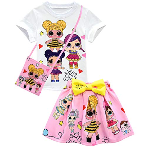 Dgfstm - Camiseta de confeti para bebé con falda + bolsa para niñas style8 7-8 Años