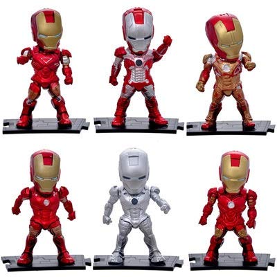 Dhl 6 Estilo Anime Juguetes Vengadores Iron Man Decoración Coche de la muñeca decoración de la Torta del Regalo 9 CM