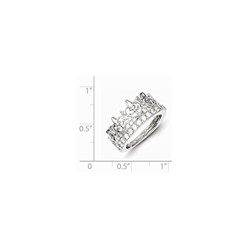 DIAMOND2DEAL INC Anillo de Plata de Ley 925 con circonita cúbica de Corona de Flor de lis, tamaño 8