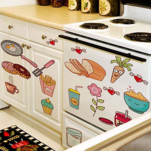 Dibujos Animados Cocina Refrigerador Puerta Pegatinas Decorativas Alimentos Fruta Pvc Extraíble Hogar R Diy Murales De Arte De Pared 30X40 Cm