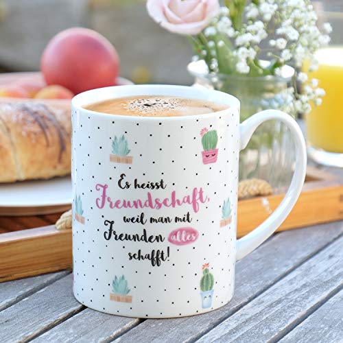 Die Geschenkewelt XL-Tasse 46215 "Es heisst Freundschaft, weil man mit Freunden alles schafft!"