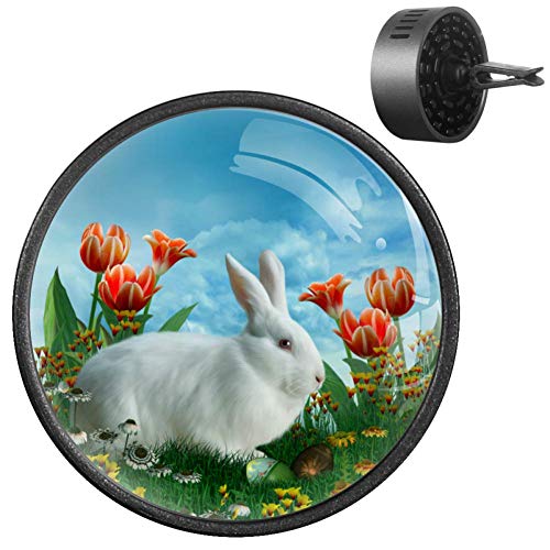 Difusor de Aire para Coche con diseño de Conejo de Pascua, de Goma EVA, difusor de aceites Esenciales de aromaterapia, Fruta de la pasión Floral