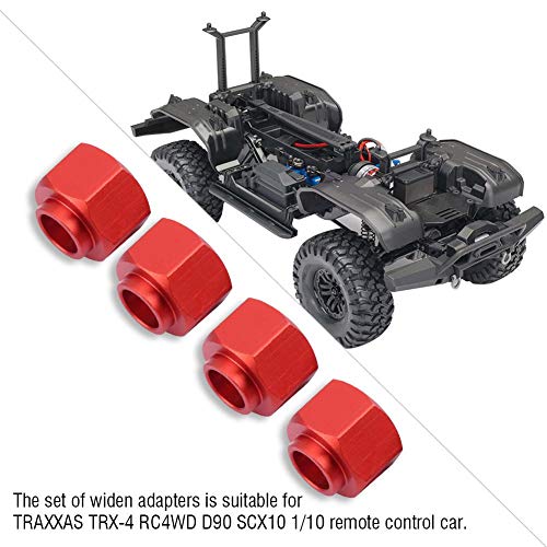 Dilwe RC Widen Adaptador, Metal 9mm Juego de Ensanchamiento de Ruedas para TRAXXAS TRX-4 D90 SCX10 1/10 Coche(Rojo)