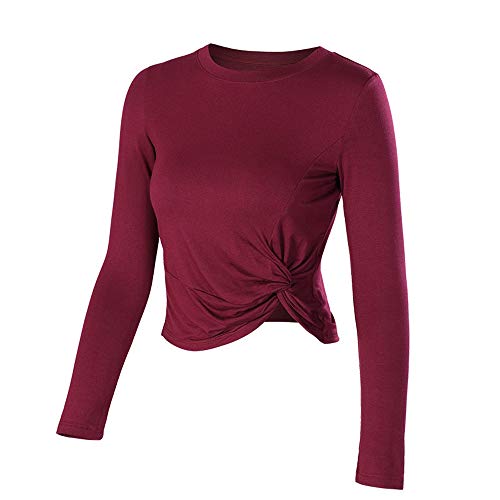 DISCOUNTL - Ropa de yoga para mujer, ropa de yoga, interior casual para mujer, color negro XXL, una sola pieza, umbilical anudado, deportes, fitness, yoga, ropa Tops Rojo rojo vino M