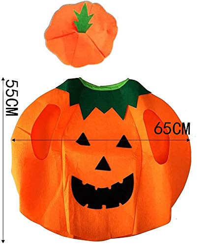 Disfraz de Calabaza de Halloween Ropa Elegante para Niños Niñas Fiesta de Halloween Decoración de Cosplay (Sombrero de Ropa)