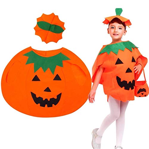 Disfraz de Calabaza de Halloween Ropa Elegante para Niños Niñas Fiesta de Halloween Decoración de Cosplay (Sombrero de Ropa)