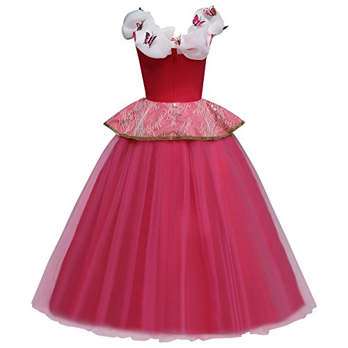 Disfraz de Princesa Aurora Carnaval Largo Vestido, Traje de Bella Durmiente Disfraces para Holloween Fiesta Navidad Boda Gala De Ceremonia Noche Cumpleaños Aniversario Cosplay Costume 11-12 Años