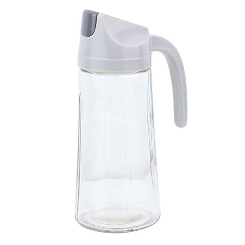 Dispensador de aceite antigoteo, botella de vidrio para ensalada, contenedores de aceite para condimentos, apertura automática, tapa de polipropileno de grado alimenticio gris