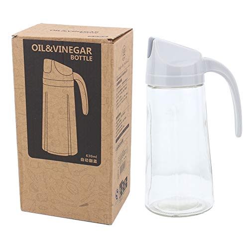 Dispensador de aceite antigoteo, botella de vidrio para ensalada, contenedores de aceite para condimentos, apertura automática, tapa de polipropileno de grado alimenticio gris