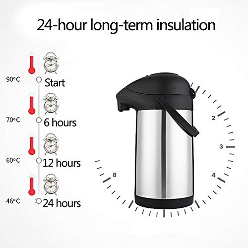 Dispensador De Bomba Airpot Jarra para Café, Termo Aislamiento, 304 De Acero Inoxidable De Doble Pared Vacío para Jugo/Leche/Té,4.0L