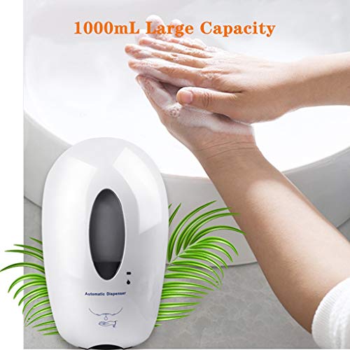 Dispensador de Jabón Automático Sin Contacto con Sensor de Movimiento Infrarrojo Pared, Espuma Dosificador Jabón Impermeable Batería for Baño Cocina Fregadero Hosteleria, 1000ml, Blanco, H029ZJ