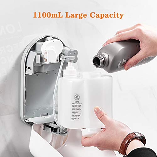 Dispensador de Jabón Automático Sin Contacto con Sensor de Movimiento Infrarrojo Pared, Liquido Dosificador Jabón Impermeable Batería for Baño Cocina Fregadero Hosteleria, 1100ml, H025ZJ