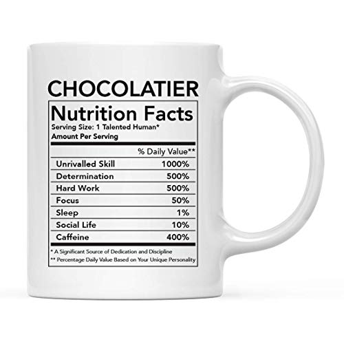 Divertida taza de cerámica para té y café, regalo de agradecimiento, información nutricional de chocolatero, paquete de 1, novedad, mordaza, cumpleaños, Navidad, ideas para regalos, compañero de traba