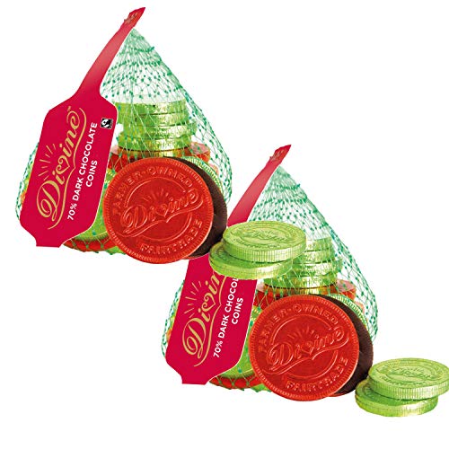 Divine Fairtrade Dark Chocolate Coins 65g (paquete de 2)