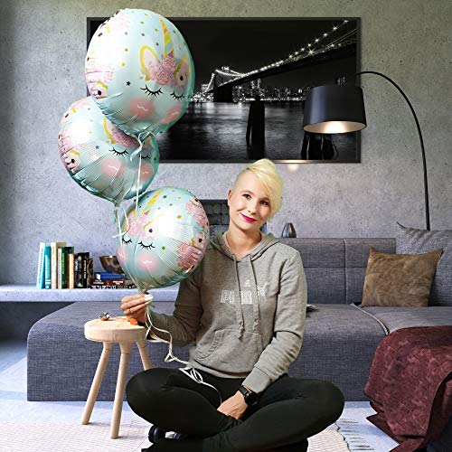 DIWULI, Juego de Globos, número XXL Globo número 8 + 3 Piezas de Unicornio Globos Azules para el 8º cumpleaños, Boda, Fiesta de Lemas, decoración, Globos de Papel de Aluminio de Unicornio