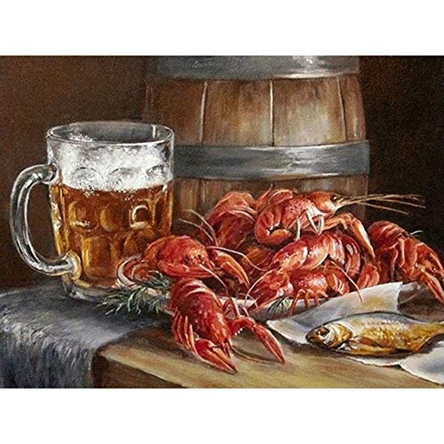 DIY 5D Pintura de Diamante Kits Adultos Cerveza 40x50cmSquare Drill Taladro Completo Rhinestone Punto de Cruz Bordado Diamond Painting para el Hogar Decoración de la Pared L350