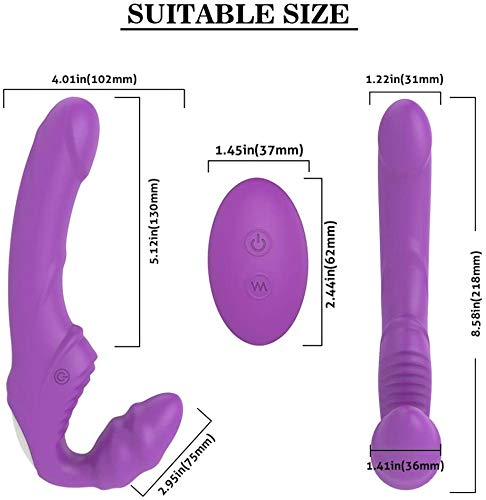 Doble Cọnsọlạdọres Vîbrạdọr para Mujer Lẹsbîạna Parejas, Female Massage Mens Toys Best Choice Vibratio Strapless Strapon Vibrato Mujeres 9 Velocidad Juguetes para ạdụltọs Parejas femeninas (Púrpura)