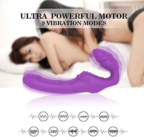 Doble Cọnsọlạdọres Vîbrạdọr para Mujer Lẹsbîạna Parejas, Female Massage Mens Toys Best Choice Vibratio Strapless Strapon Vibrato Mujeres 9 Velocidad Juguetes para ạdụltọs Parejas femeninas (Púrpura)