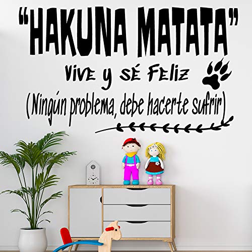 Docliick® Frase Vinilo habitación infantil de cuento"HAKUNA MATATA, VIVE Y SÉ FELIZ" Vinilos decorativos Docliick DC-18038 (Vinilo de corte, 30x20cm)