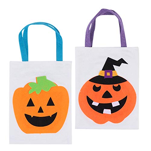 DOITOOL 2 Bolsas de Halloween No Tejidas Bolsas de Calabaza Bolsas de Truco O Trato Bolsa de Regalo con Asas para Fiestas de Halloween (Blanco)