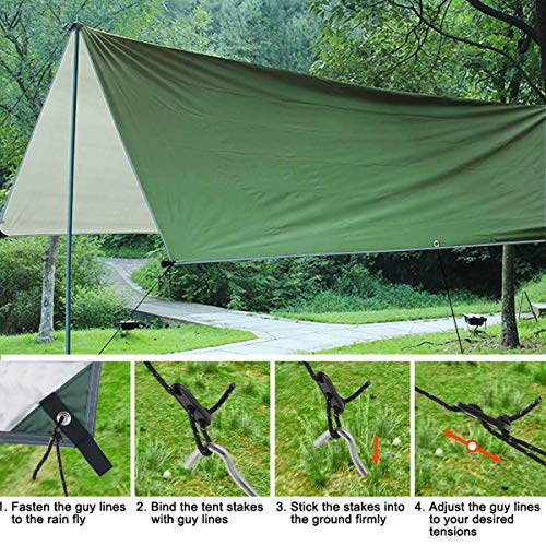 Dokpav Toldo de Refugio Impermeable 3M*3M, Hamaca Tienda de campaña, portátil, Ligera, Impermeable, Refugio para Camping, Senderismo, Mochila