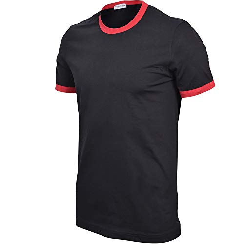 Dolce & Gabbana Deporte Contraste Logotipo Camiseta De Hombre, Negro/Rojo Grande