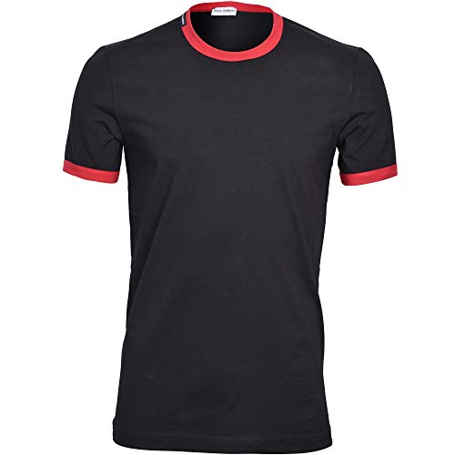 Dolce & Gabbana Deporte Contraste Logotipo Camiseta De Hombre, Negro/Rojo Grande