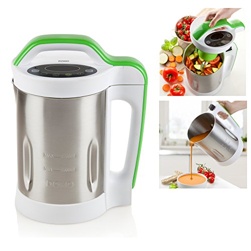 Domo DO499BL Cocedor de sopa, 400 W, 1.7 litros, 20 Decibelios, plateado, blanco y verde