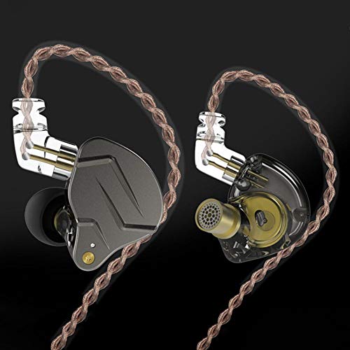 Domybest - Auriculares de metal KZ ZSN Pro con cable 1BA + 1DD híbrido, HiFi bajo, auriculares in-ear Sans Microphone gris