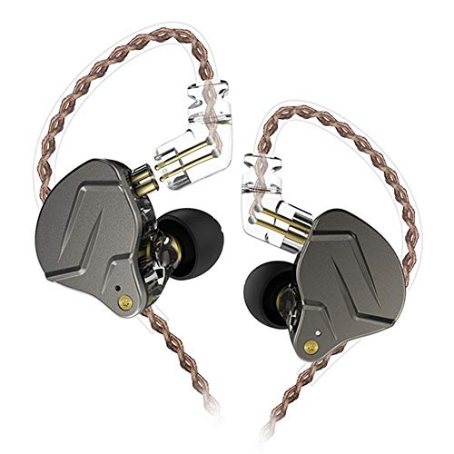 Domybest - Auriculares de metal KZ ZSN Pro con cable 1BA + 1DD híbrido, HiFi bajo, auriculares in-ear Sans Microphone gris