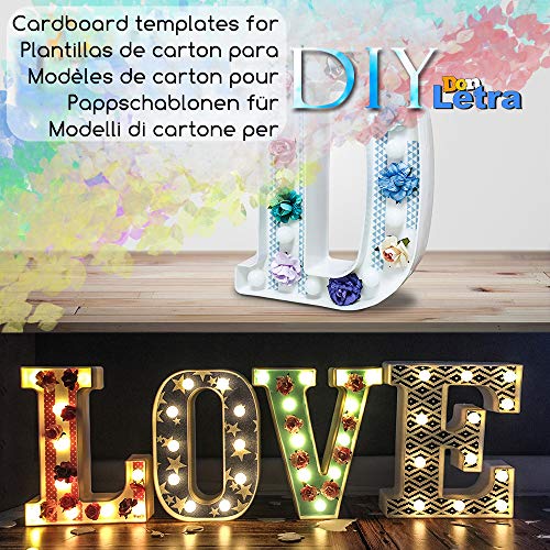 DON LETRA Letras Luminosas Decorativas con Luces LED, Letras del Alfabeto A-Z, Altura de 22cm, Color Blanco - Letra W