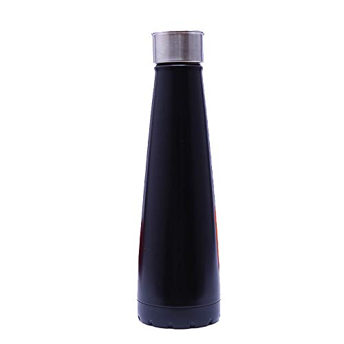 dongzhifeng Termo Botella Agua Botella de vacío 400 ml de Deportes al Aire Libre Taza Frasco de vacío Botella de Agua con Aislamiento Negro