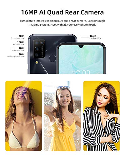 DOOGEE N20 Pro Móviles Libres, 4G Android 10 6GB+128GB Smartphone, Helio P60 Teléfono Móvil 6.3 Inch FHD+, Cámara Trasera Cuádruple 16MP, 4400mAh Smartphone Libre, Face ID& Huellas Dactilares-Negro