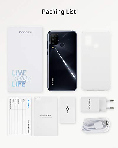 DOOGEE N20 Pro Móviles Libres, 4G Android 10 6GB+128GB Smartphone, Helio P60 Teléfono Móvil 6.3 Inch FHD+, Cámara Trasera Cuádruple 16MP, 4400mAh Smartphone Libre, Face ID& Huellas Dactilares-Negro