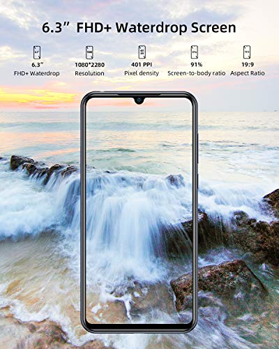 DOOGEE N20 Pro Móviles Libres, 4G Android 10 6GB+128GB Smartphone, Helio P60 Teléfono Móvil 6.3 Inch FHD+, Cámara Trasera Cuádruple 16MP, 4400mAh Smartphone Libre, Face ID& Huellas Dactilares-Negro