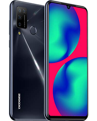 DOOGEE N20 Pro Móviles Libres, 4G Android 10 6GB+128GB Smartphone, Helio P60 Teléfono Móvil 6.3 Inch FHD+, Cámara Trasera Cuádruple 16MP, 4400mAh Smartphone Libre, Face ID& Huellas Dactilares-Negro