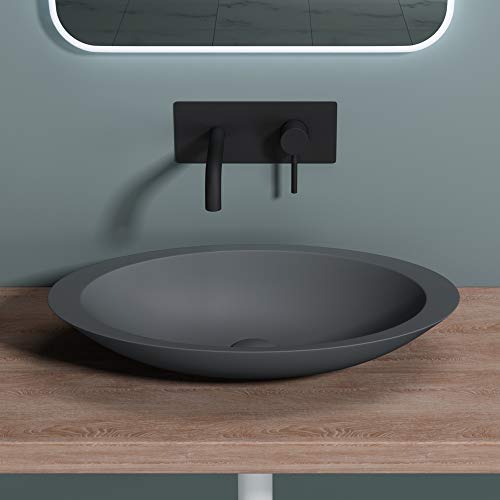 doporro Lavabo sobre encimera pequeño ovalado negro anthrazit para lavamanos colossum 802 de 59,3cm