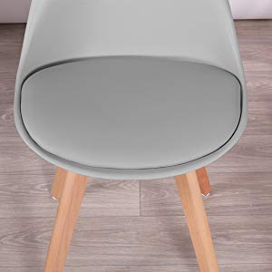 DORAFAIR Pack de 6 Silla de Comedor Silla escandinava, con Las piernas de Madera de Haya Maciza y cojín cómoda,Estilo nórdico,Gris