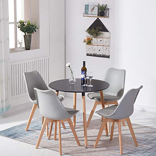 DORAFAIR Pack de 6 Silla de Comedor Silla escandinava, con Las piernas de Madera de Haya Maciza y cojín cómoda,Estilo nórdico,Gris