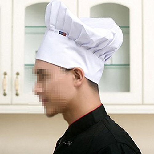 Dosige Sombrero de Chef Hotel Servidor Cocina Suministros de repostería Sombrero en Tejido Hombres y Mujeres Sombrero de Trabajo Chef Sombrero Seta Plisada （ Blanco ）
