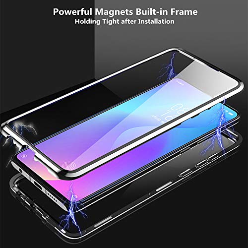 DoubTech Funda para Xiaomi Poco F2 Pro Carcasa Adsorcion Magnetica Tech Cover 360 Grados Protección Marco Aluminio Vidrio Templado Imán Fuerte Metal Flip Case