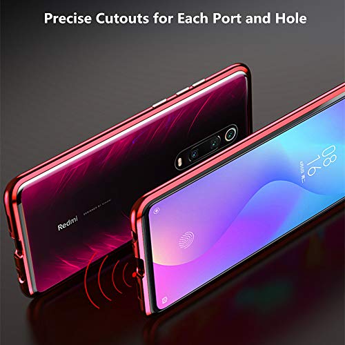 DoubTech Funda para Xiaomi Poco F2 Pro Carcasa Adsorcion Magnetica Tech Cover 360 Grados Protección Marco Aluminio Vidrio Templado Imán Fuerte Metal Flip Case