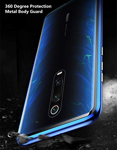 DoubTech Funda para Xiaomi Poco F2 Pro Carcasa Adsorcion Magnetica Tech Cover 360 Grados Protección Marco Aluminio Vidrio Templado Imán Fuerte Metal Flip Case