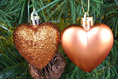 DP Paquete de 8 de Cobre del corazón de Las chucherías - Brillo y Mate - Decoraciones del árbol