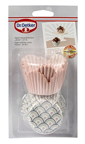 Dr. Oetker 4620 Retro 60 moldes de Papel para Magdalenas/Muffin, Papel, Color Rosa/Multicolor, 5 x 4, 5 cm