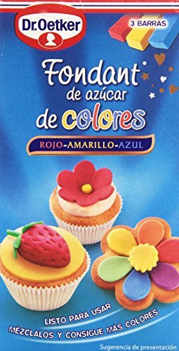 Dr. Oetker - Fondant de azúcar de colores - Rojo, amarillo y azul - 300 g