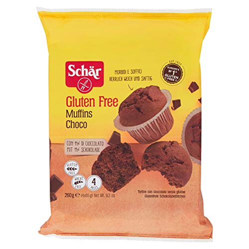 Dr. Schar Muffin Magdalenas de chocolate SIN GLUTEN - Paquete de 4 x 65 gr - Total: 260 gr